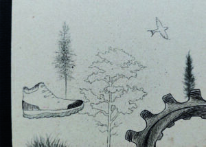 Notizbuch "Outdoor" mit verschiedenen Zeichnungen auf dem Cover.