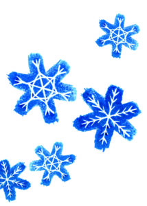 Postkarte mit blauen Sternen als Abklatsch.